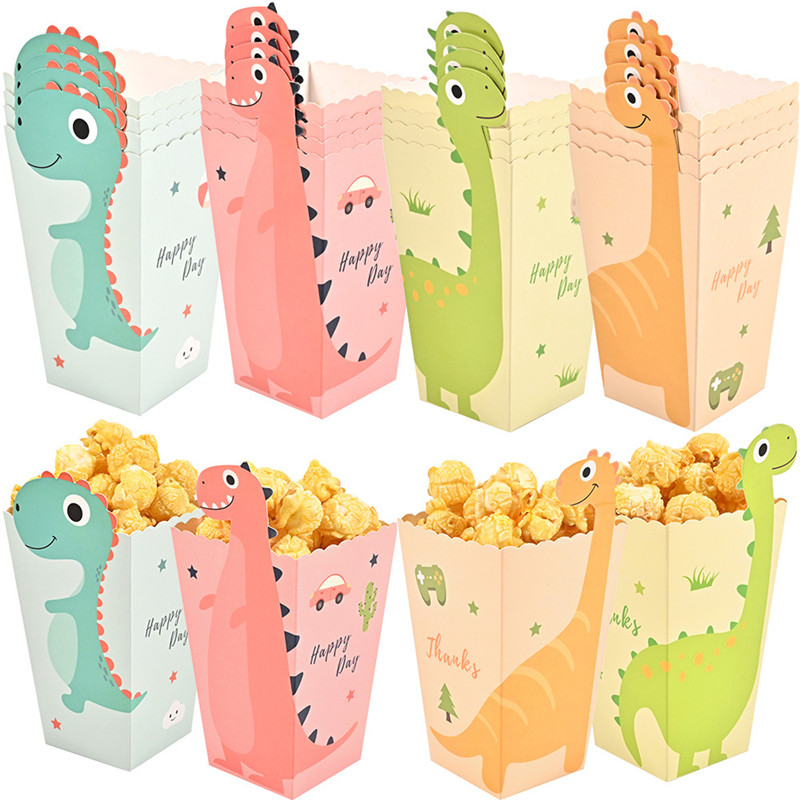 Event Party Box - 4 Adet Karikatür Dinozor Kutuları Dinozor
