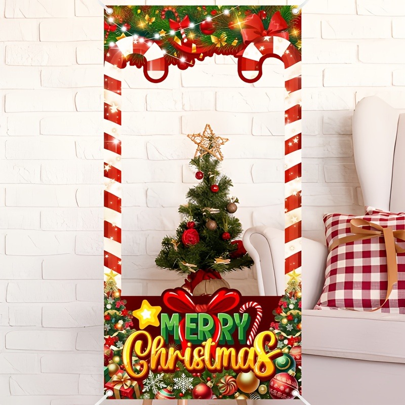 Photo Booth Frame - Noel Şeker Çubuğu Fotoğraf Kabini Çerçevesi,