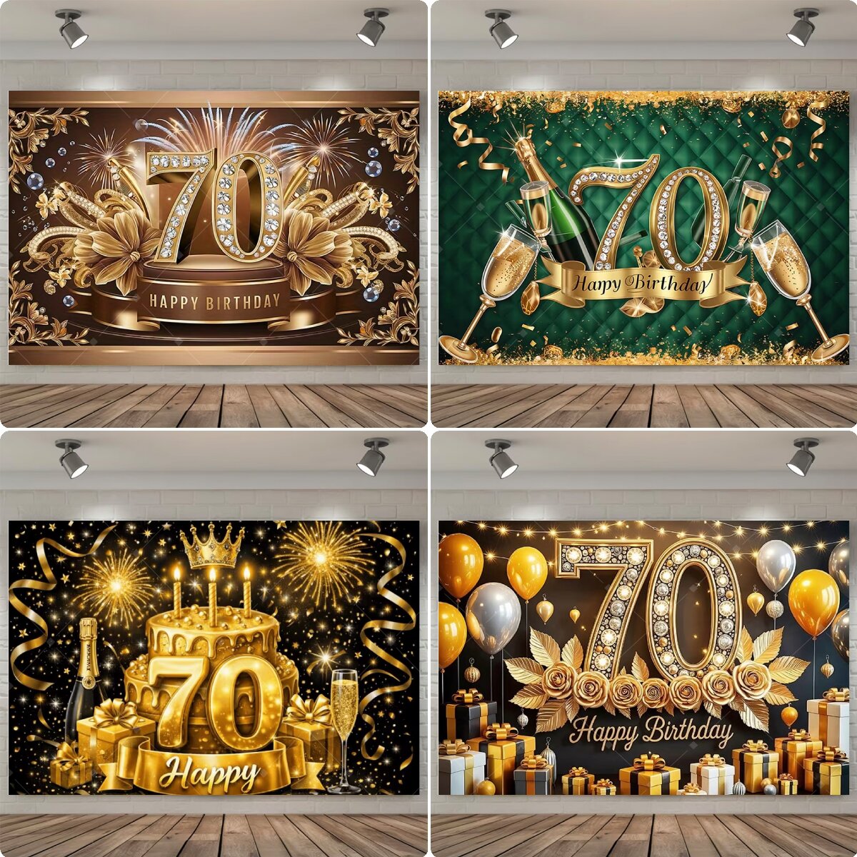 Party Banner Gold - Mutlu 70. Doğum Günü Arka Plan