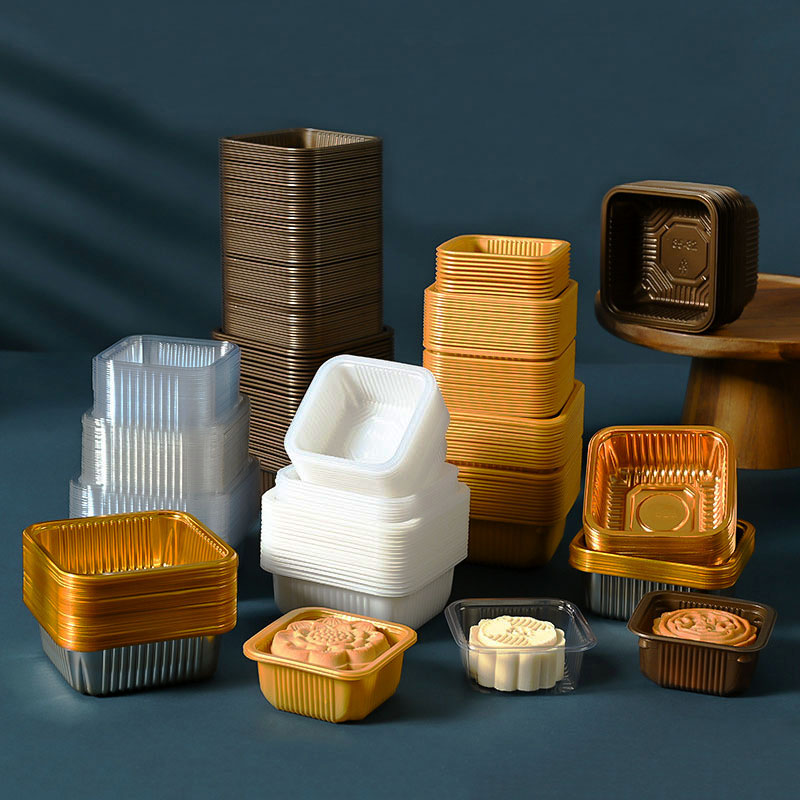 Event Party Box - 100 adet Mooncake Plastik Tepsi PET