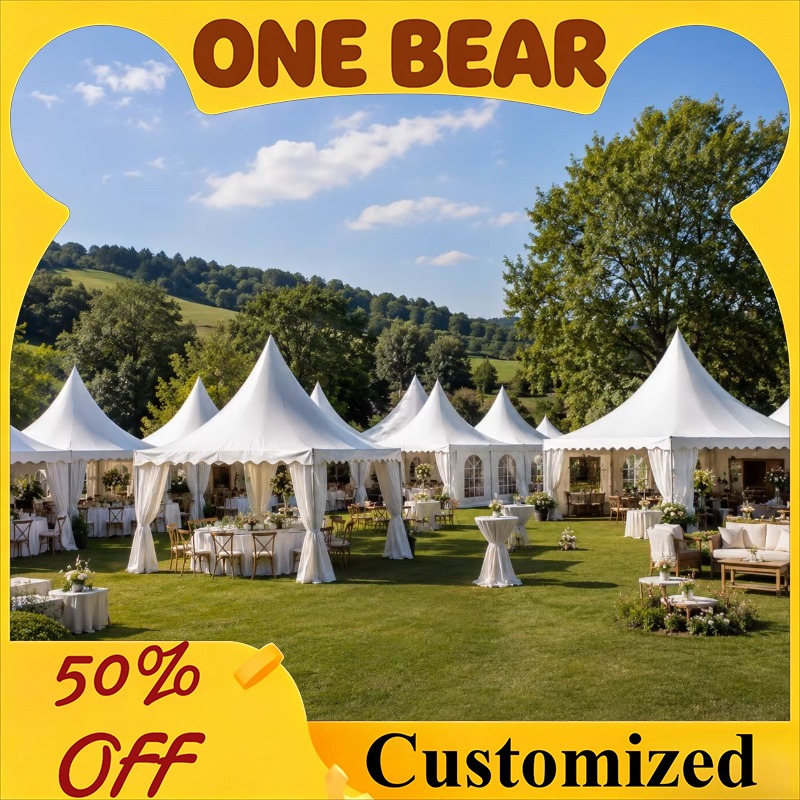 Event & Party Supply - Özelleştirilebilir Beyaz Pagoda Çadırı, Tepeli Çatı,